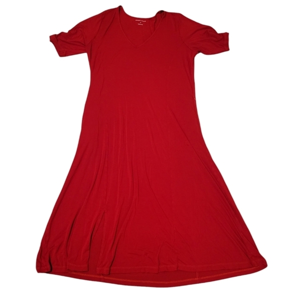 Universal Standard Poise Red V-neck Zipper Pocket Comfy Midi Dress Size XS 10/12 - Picture 4 of 12